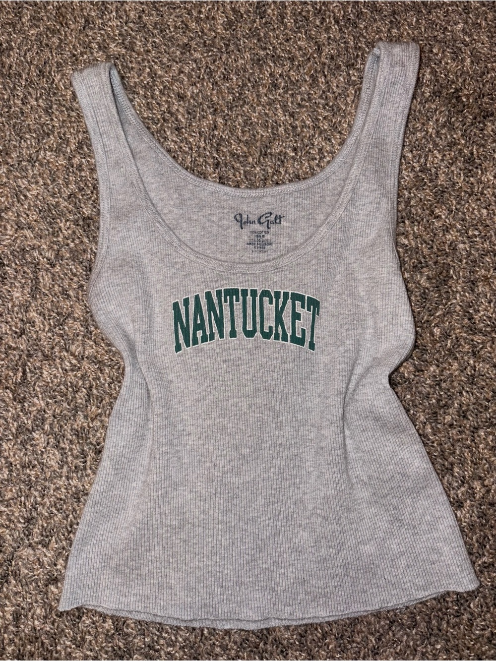Nantucket Graphic Ribbed Tank Top Gray